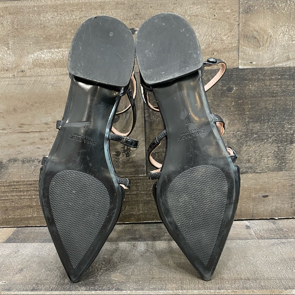Zara Basic Black Patent Leather Strap Womens Dres… - image 6